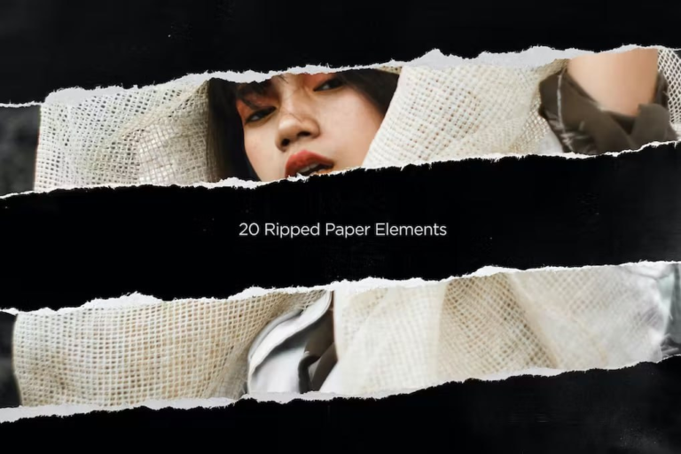 20 pieces of aesthetic free transparent ripped paper